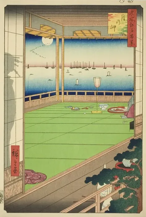 Framed Print : Moon-viewing Point (Tsuki no misaki), from the series One Hundred Famous Views... 1857. Creator: Ando Hiroshige. Moon-viewing Point (Tsuki no misaki), from the series One Hundred Famous Views... 1857. Creator: Ando Hiroshige Framed Print : Moon-viewing Point (Tsuki no misaki), from the series One Hundred Famous Views... 1857. Creator: Ando Hiroshige. Moon-viewing Point (Tsuki no misaki), from the series One Hundred Famous Views... 1857. Creator: Ando Hiroshige