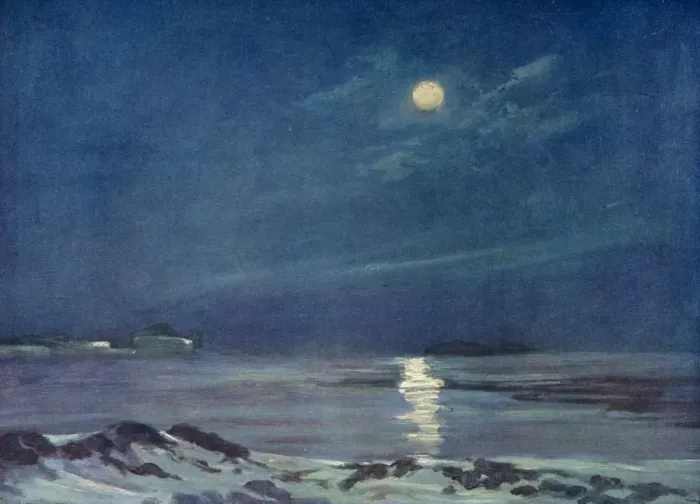 Framed Print : Full Moon in the Winter, c1908, (1909). Artist: George Marston Framed Print : Full Moon in the Winter, c1908, (1909). Artist: George Marston