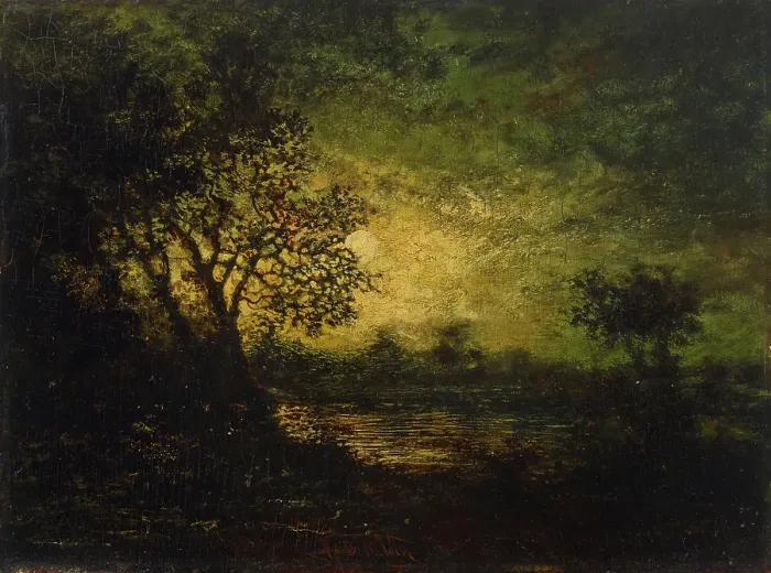 Framed Print : Moonlight, about 1883-1893. Creator: Ralph Blakelock Framed Print : Moonlight, about 1883-1893. Creator: Ralph Blakelock