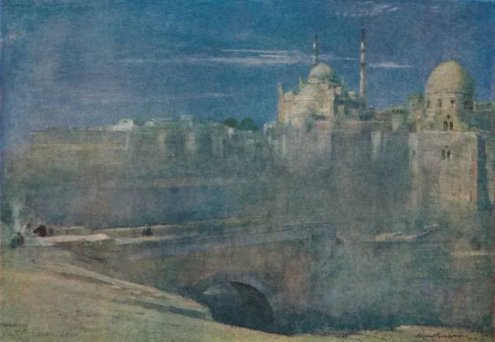 Framed Print : Moonlight on the Citadel, Cairo, c1890. Artist: Albert Goodwin Framed Print : Moonlight on the Citadel, Cairo, c1890. Artist: Albert Goodwin