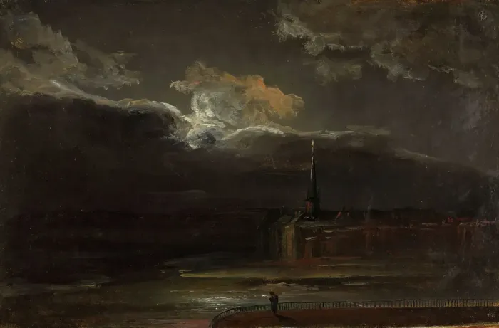 Framed Print : Moonlight over Dresden, c1810-1850. Creator: Johan Christian Dahl Framed Print : Moonlight over Dresden, c1810-1850. Creator: Johan Christian Dahl