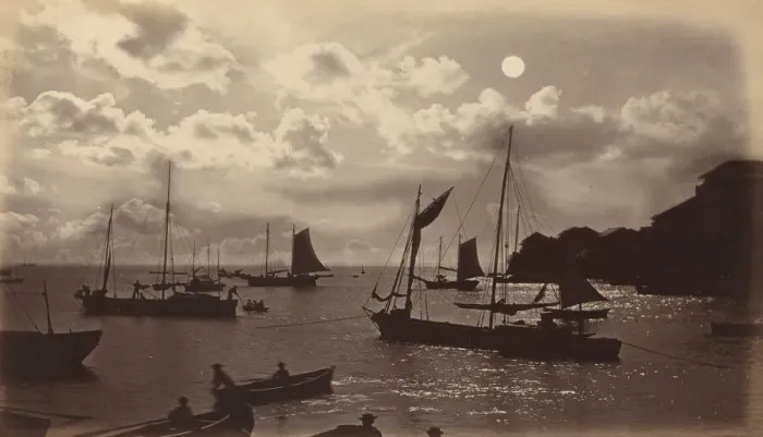 Framed Print : Moonlight Effect-Bay of Panama, 1877. Creator: Eadweard J Muybridge Framed Print : Moonlight Effect-Bay of Panama, 1877. Creator: Eadweard J Muybridge