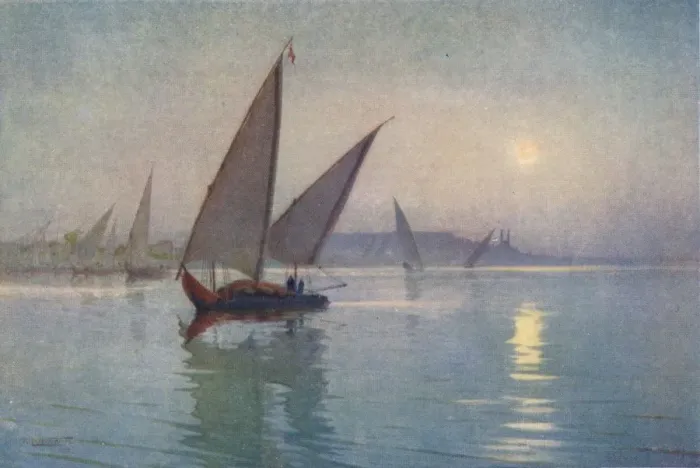 Framed Print : Moonlight on the Nile, near Cairo, c1880, (1904). Artist: Robert George Talbot Kelly Framed Print : Moonlight on the Nile, near Cairo, c1880, (1904). Artist: Robert George Talbot Kelly