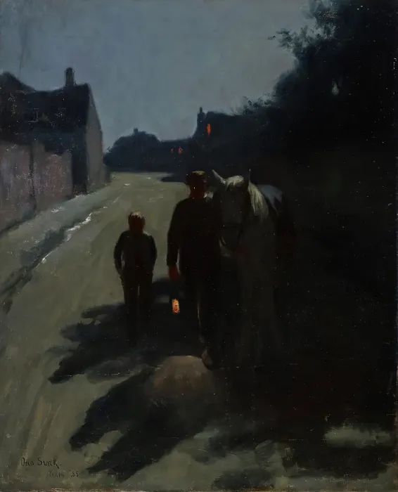 Framed Print : Moonlight (On the Road at Night), 1885. Creator: Otto Stark Framed Print : Moonlight (On the Road at Night), 1885. Creator: Otto Stark
