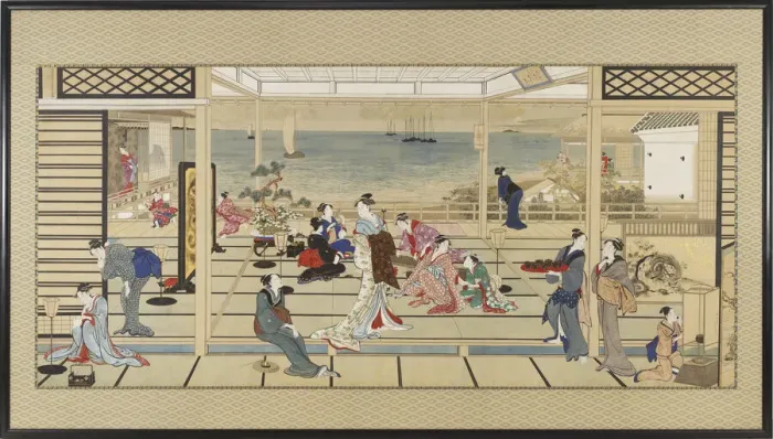 Framed Print : Moonlight Revelry at Dozo Sagami, Edo period, late 18th- early 19th century Framed Print : Moonlight Revelry at Dozo Sagami, Edo period, late 18th- early 19th century