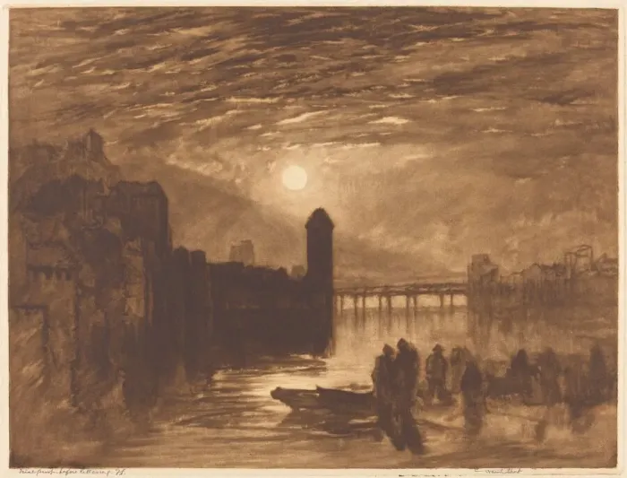 Framed Print : Moonlight on a River, 1896. Creator: Frank Short Framed Print : Moonlight on a River, 1896. Creator: Frank Short