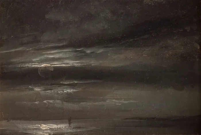 Framed Print : Moonlight over the Sea, 1820-1834. Creator: Johan Christian Dahl Framed Print : Moonlight over the Sea, 1820-1834. Creator: Johan Christian Dahl