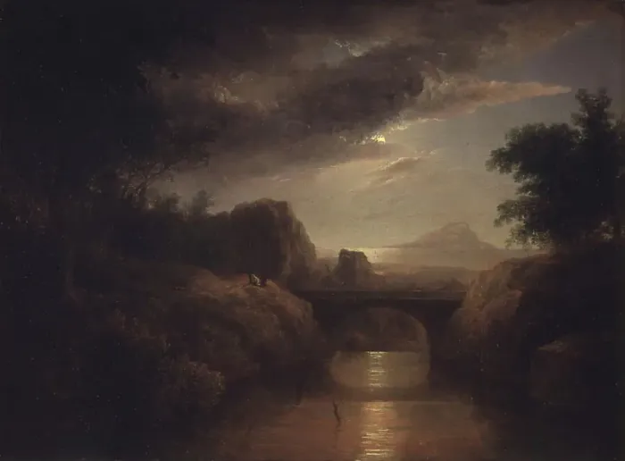 Framed Print : Moonlit Landscape, 1808-1856. Creator: Thomas Doughty Framed Print : Moonlit Landscape, 1808-1856. Creator: Thomas Doughty