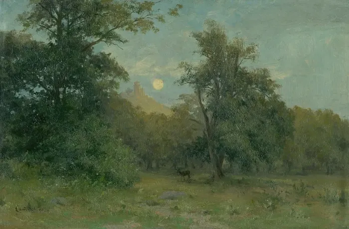 Framed Print : Moonlit Landscape with Hrad Slanec, 1896. Creator: Ludovit Cordak Framed Print : Moonlit Landscape with Hrad Slanec, 1896. Creator: Ludovit Cordak