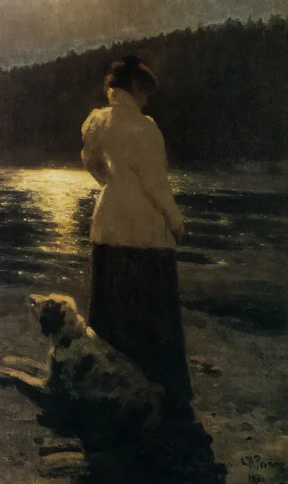 Framed Print : Moonlit night, 1896. Artist: Repin, Ilya Yefimovich (1844-1930) Framed Print : Moonlit night, 1896. Artist: Repin, Ilya Yefimovich (1844-1930)