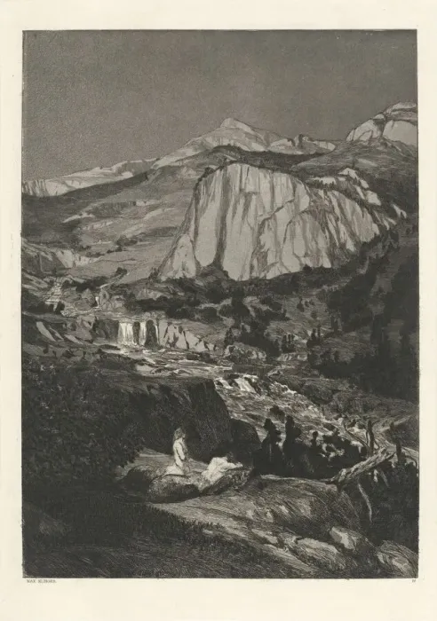 Framed Print : Moonlit Night (Mondnacht): pl. 4, published 1881. Creator: Max Klinger Framed Print : Moonlit Night (Mondnacht): pl. 4, published 1881. Creator: Max Klinger