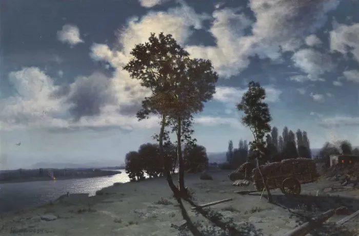 Framed Print : Moonlit river bank, 1896 Framed Print : Moonlit river bank, 1896