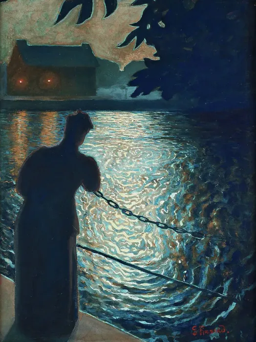 Framed Print : Moonlit scene, Örebro, 1897. Creator: Fjaestad, Gustaf (1868-1948) Framed Print : Moonlit scene, Örebro, 1897. Creator: Fjaestad, Gustaf (1868-1948)