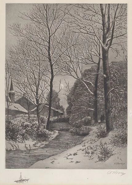 Moonlit Stroll in Winter, c. 1880s. Creator: Unknown