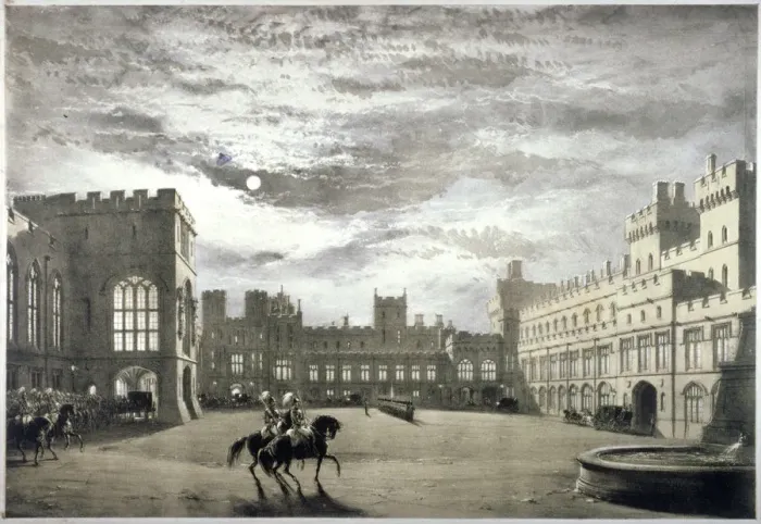 Framed Print : Moonlit view of the Upper Ward of Windsor Castle, Berkshire, c1844 Framed Print : Moonlit view of the Upper Ward of Windsor Castle, Berkshire, c1844