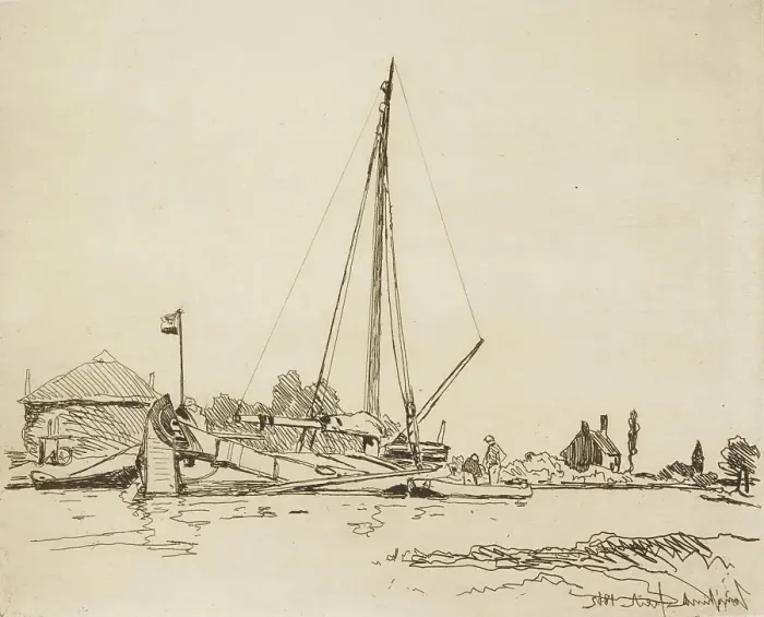 Framed Print : The Moored Boat, 1862. Creator: Johan Barthold Jongkind Framed Print : The Moored Boat, 1862. Creator: Johan Barthold Jongkind