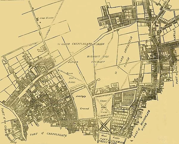 Moorfields and its Neighbourhood (From a Map of about 1720), (c1872). Creator: Unknown