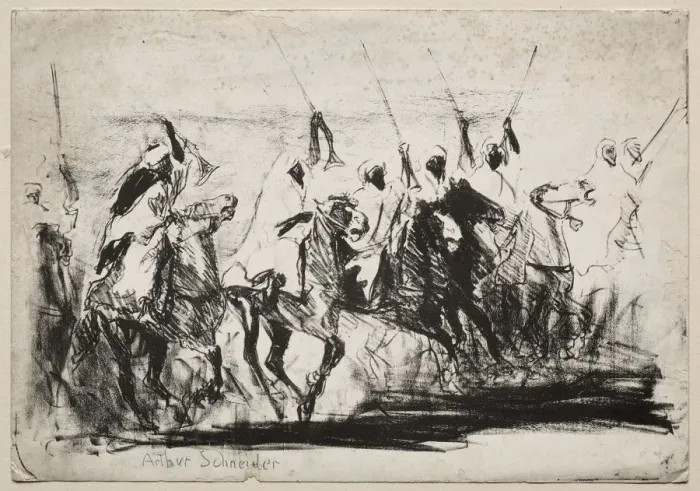 Framed Print : Moorish Lancers, Fantasia, c. 1900. Creator: Arthur E. Schneider Framed Print : Moorish Lancers, Fantasia, c. 1900. Creator: Arthur E. Schneider