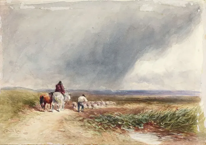 Framed Print : Moorland Scene, Driving Sheep, 1851. Creator: David Cox the Elder Framed Print : Moorland Scene, Driving Sheep, 1851. Creator: David Cox the Elder