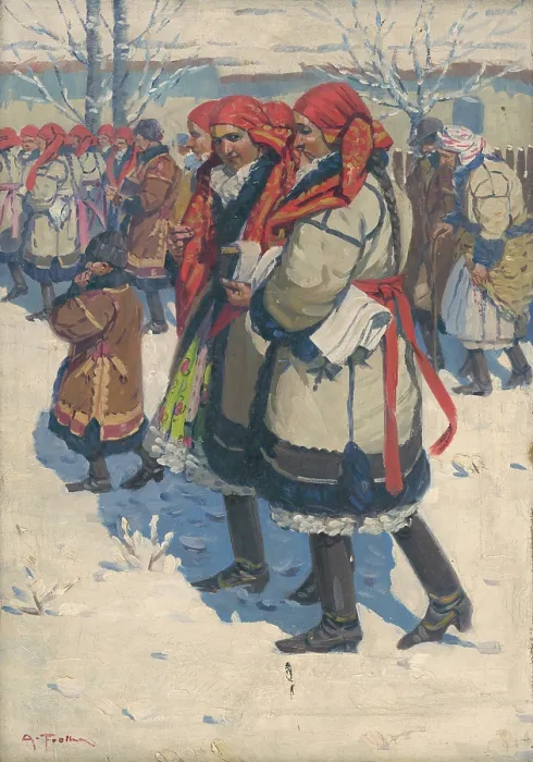 Framed Print : Moravian Slovaks in Winter, around 1920. Creator: Anton Frolka Framed Print : Moravian Slovaks in Winter, around 1920. Creator: Anton Frolka