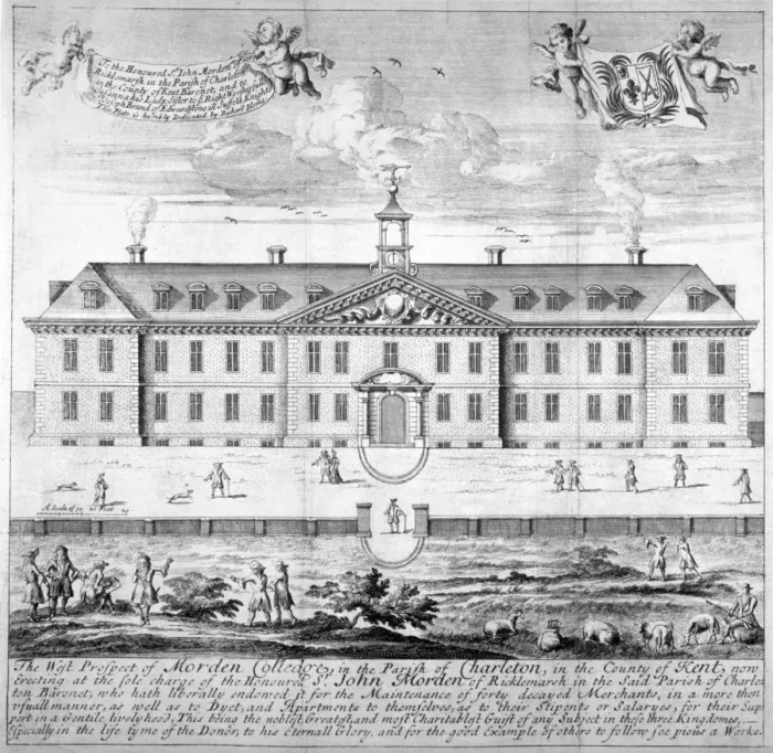 Framed Print : Morden College, St Germans Place, Greenwich, London, c1750 Framed Print : Morden College, St Germans Place, Greenwich, London, c1750