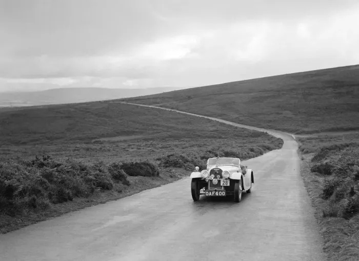 Framed Print : Morgan 4 / 4 of JC Harris competing at the MCC Torquay Rally, July 1937. Artist: Bill Brunell Framed Print : Morgan 4 / 4 of JC Harris competing at the MCC Torquay Rally, July 1937. Artist: Bill Brunell