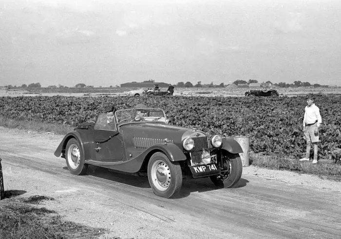 Framed Print : Morgan driven by Hastings on 1952 Felixtowe Rally. Creator: Unknown Framed Print : Morgan driven by Hastings on 1952 Felixtowe Rally. Creator: Unknown