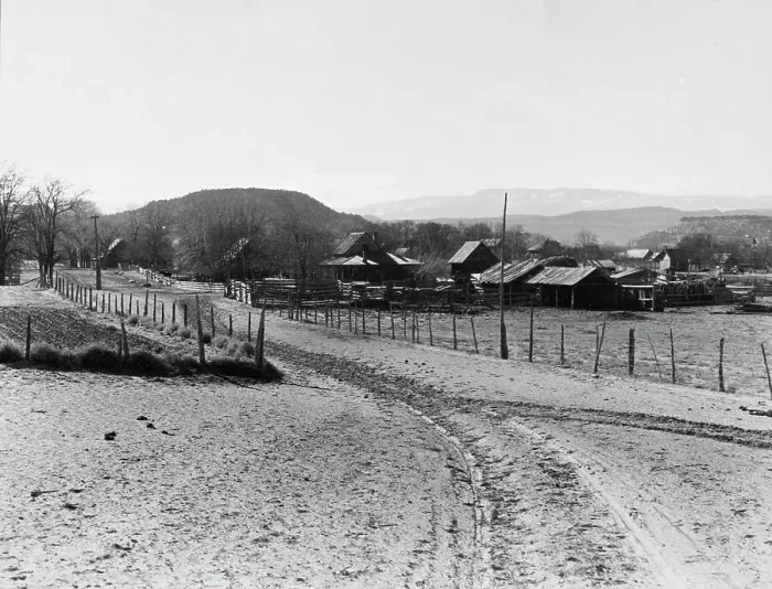 Framed Print : Mormon farm village, Escalante, Utah, 1936. Creator: Dorothea Lange Framed Print : Mormon farm village, Escalante, Utah, 1936. Creator: Dorothea Lange