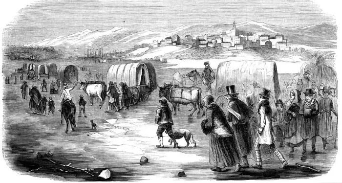 Framed Print : Mormons on the trek from Illinois to Utah, 1846 (1853) Framed Print : Mormons on the trek from Illinois to Utah, 1846 (1853)