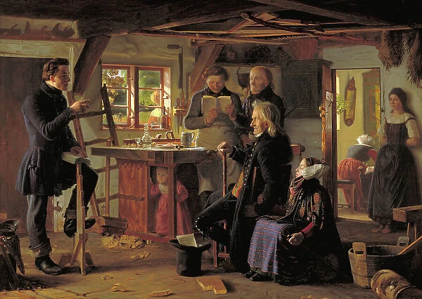 Mormons Visiting a Country Carpenter, 1856. Creator: Christen Dalsgaard