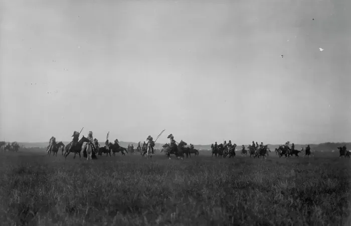 Framed Print : Morning attack, c1907. Creator: Edward Sheriff Curtis Framed Print : Morning attack, c1907. Creator: Edward Sheriff Curtis