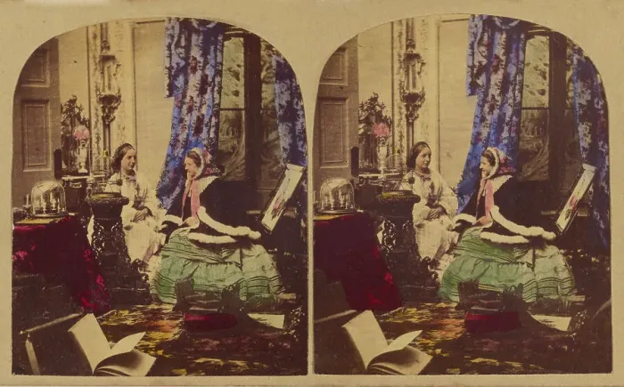 Framed Print : A Morning Call, June 2, 1857. Creators: London Stereoscopic & Photographic Co, Joseph John Elliott Framed Print : A Morning Call, June 2, 1857. Creators: London Stereoscopic & Photographic Co, Joseph John Elliott