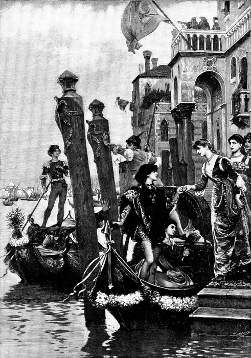 Framed Print : Morning of the Carnival at Venice in the Fifteenth Century, 1890. Creator: H. Baude Framed Print : Morning of the Carnival at Venice in the Fifteenth Century, 1890. Creator: H. Baude