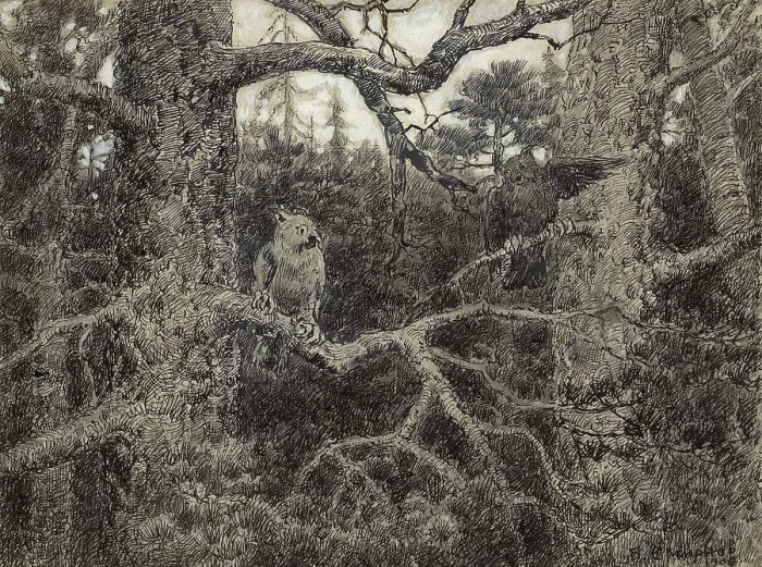 Framed Print : Morning Daybreak in the Wilds of Krasnoyarsk Taiga, 1904. Creator: Boris Vasilievich Smirnov Framed Print : Morning Daybreak in the Wilds of Krasnoyarsk Taiga, 1904. Creator: Boris Vasilievich Smirnov