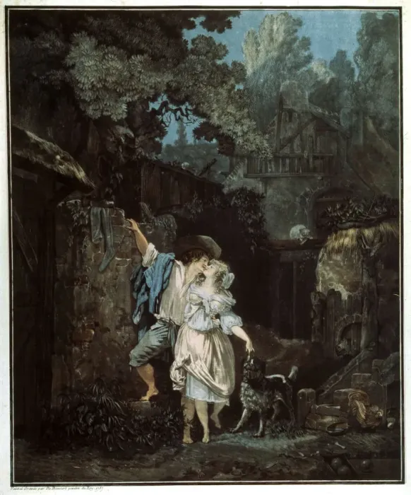 Framed Print : Morning Farewell, 1787. Artist: Philibert Louis Debucourt Framed Print : Morning Farewell, 1787. Artist: Philibert Louis Debucourt