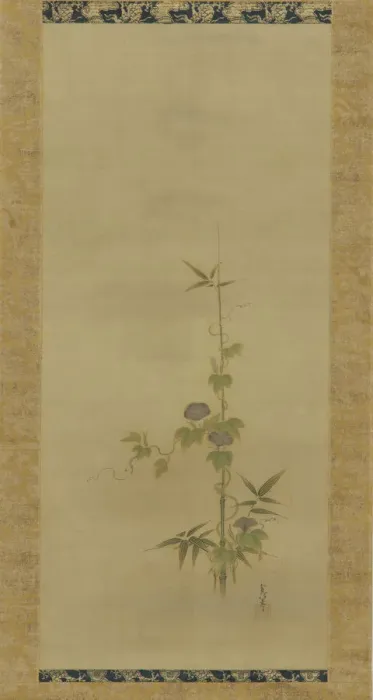 Framed Print : Morning glory and bamboo (part of a set), Edo period, mid 17th-early 18th century. Creator: Kano Yoboku Tsunenobu Framed Print : Morning glory and bamboo (part of a set), Edo period, mid 17th-early 18th century. Creator: Kano Yoboku Tsunenobu