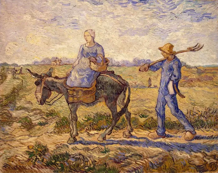 Framed Print : Morning: Going out to Work, 1890. Artist: Gogh, Vincent, van (1853-1890) Framed Print : Morning: Going out to Work, 1890. Artist: Gogh, Vincent, van (1853-1890)