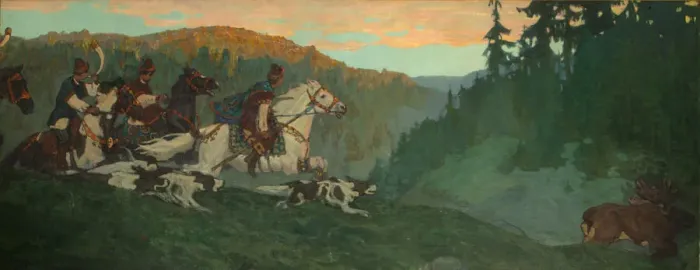 Framed Print : Morning Hunt of Grand Prince, 1901. Artist: Roerich, Nicholas (1874-1947) Framed Print : Morning Hunt of Grand Prince, 1901. Artist: Roerich, Nicholas (1874-1947)