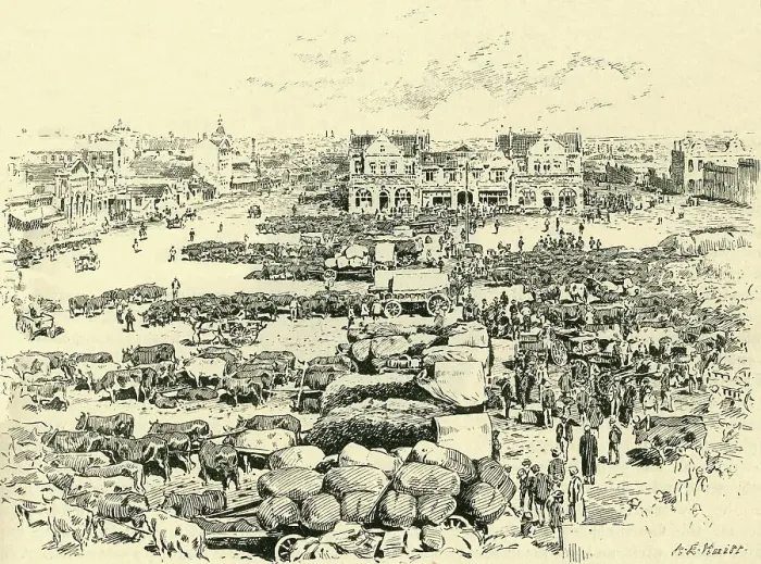 Framed Print : Morning Market, Johannesburg, c1900. Creator: A.E. Huitt Framed Print : Morning Market, Johannesburg, c1900. Creator: A.E. Huitt