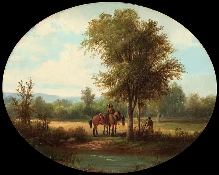 Framed Print : A Morning in Milk River Valley, c1870. Creator: John Mix Stanley Framed Print : A Morning in Milk River Valley, c1870. Creator: John Mix Stanley
