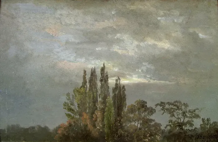 Framed Print : Morning Mist over Poplars, 1822. Creator: Johan Christian Dahl Framed Print : Morning Mist over Poplars, 1822. Creator: Johan Christian Dahl