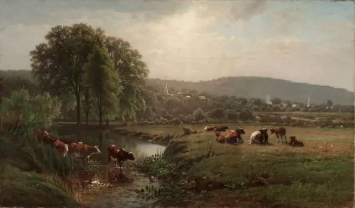 Framed Print : Morning in New England, 1873. Creator: James McDougal Hart (American, 1828-1901) Framed Print : Morning in New England, 1873. Creator: James McDougal Hart (American, 1828-1901)