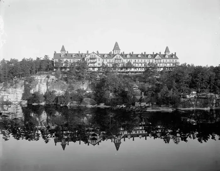 Framed Print : Morning reflections at the Wildmere House, Lake Minnewaska, N.Y. c1903. Creator: Unknown Framed Print : Morning reflections at the Wildmere House, Lake Minnewaska, N.Y. c1903. Creator: Unknown