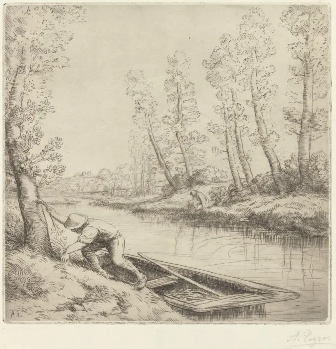 Framed Print : Morning along the River (La matin sur la riviere). Creator: Alphonse Legros Framed Print : Morning along the River (La matin sur la riviere). Creator: Alphonse Legros