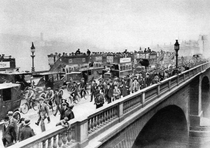 Framed Print : Morning rush hour, London Bridge, London, 1926-1927. Artist: McLeish and Paterson Framed Print : Morning rush hour, London Bridge, London, 1926-1927. Artist: McLeish and Paterson
