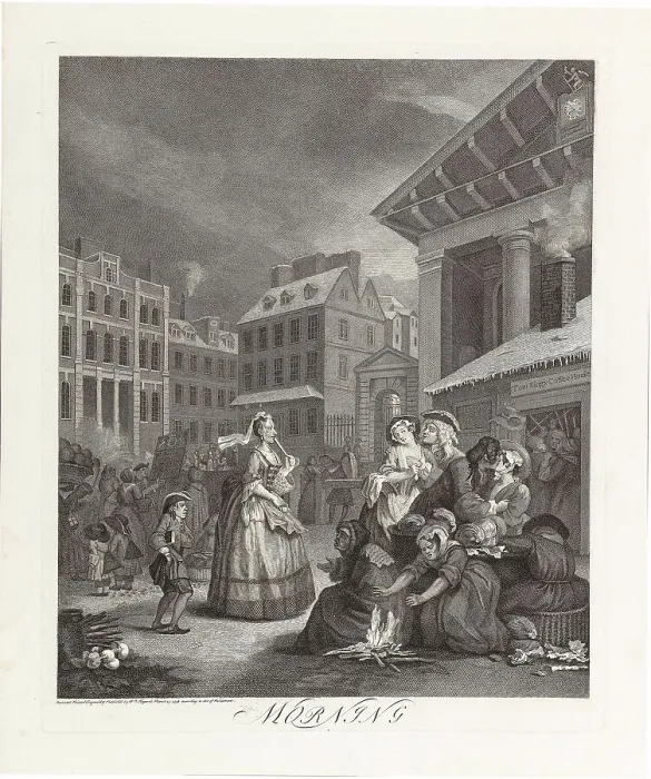 Framed Print : Morning, From the Series The Four Times of the Day, 1738. Creator: Hogarth, William (1697-1764). Morning, From the Series The Four Times of the Day, 1738. Creator: Hogarth, William (1697-1764) Framed Print : Morning, From the Series The Four Times of the Day, 1738. Creator: Hogarth, William (1697-1764). Morning, From the Series The Four Times of the Day, 1738. Creator: Hogarth, William (1697-1764)