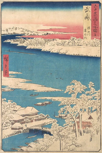Morning after a Snowfall, the Sumida River, Musashi Province, from the series Views o... ca. 1853. Creator: Ando Hiroshige