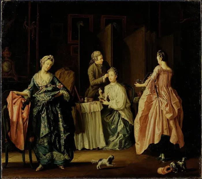 Framed Print : The Morning Toilet. Boudoir Scene, mid-18th-early 19th century. Creator: Per Hillestrom Framed Print : The Morning Toilet. Boudoir Scene, mid-18th-early 19th century. Creator: Per Hillestrom