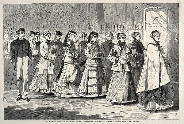 The Morning Walk - Young Ladies School Promenading the Avenue, 1868. Creator: Winslow Homer