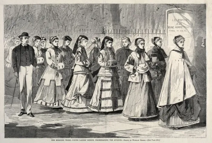 Framed Print : The Morning Walk - Young Ladies School Promenading the Avenue, 1868. Creator: Winslow Homer Framed Print : The Morning Walk - Young Ladies School Promenading the Avenue, 1868. Creator: Winslow Homer